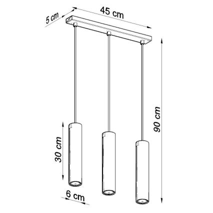 Candeeiro suspenso LAGOS 3 3xGU10/10W/230V branco