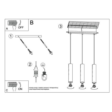 Candeeiro suspenso LAGOS 3 3xGU10/10W/230V branco