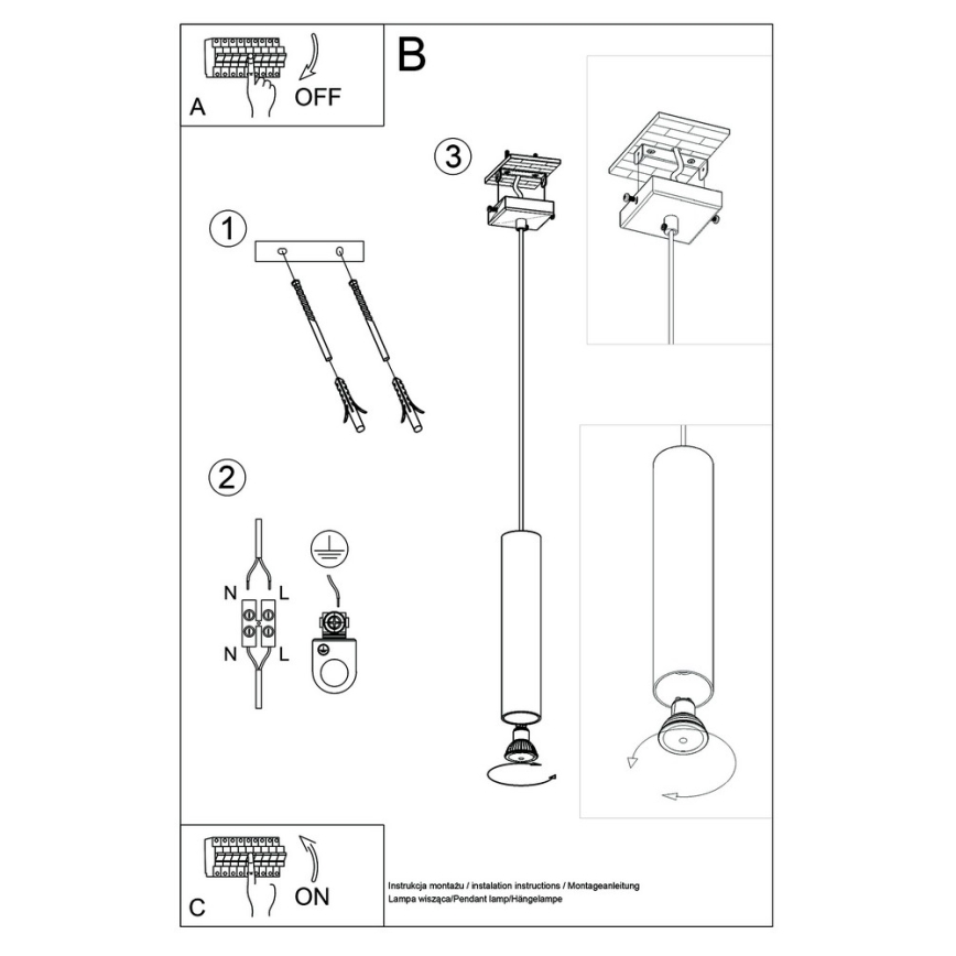 Candeeiro suspenso LAGOS 1 1xGU10/10W/230V preto