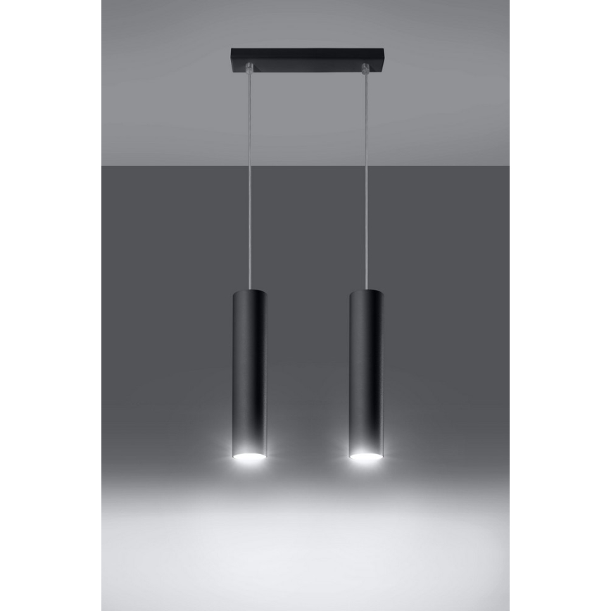 Candeeiro suspenso LAGOS 2 2xGU10/10W/230V preto