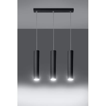 Candeeiro suspenso LAGOS 3 3xGU10/10W/230V preto