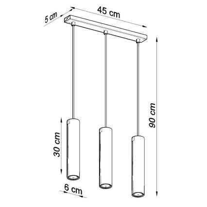 Candeeiro suspenso LAGOS 3 3xGU10/10W/230V preto
