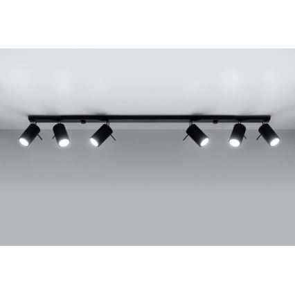 Foco RING 6L 6xGU10/10W/230V preto