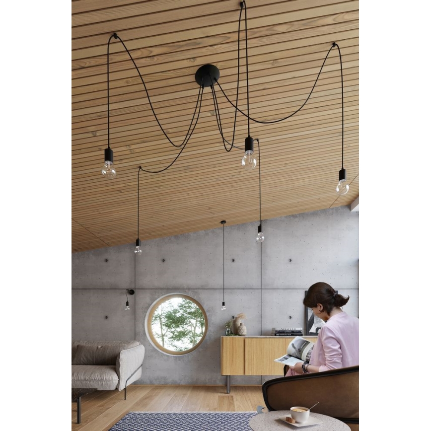 Candeeiro suspenso EDISON 1 1xE27/60W/230V aranha preto