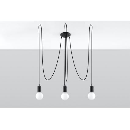 Candeeiro suspenso EDISON 3 3xE27/60W/230V aranha preto