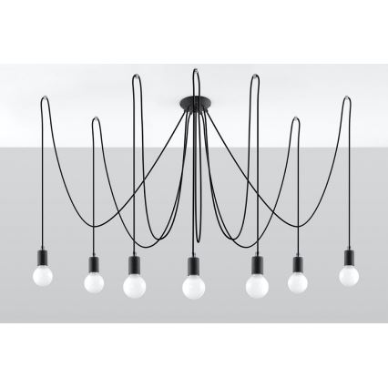 Candeeiro suspenso EDISON 7 7xE27/60W/230V aranha preto