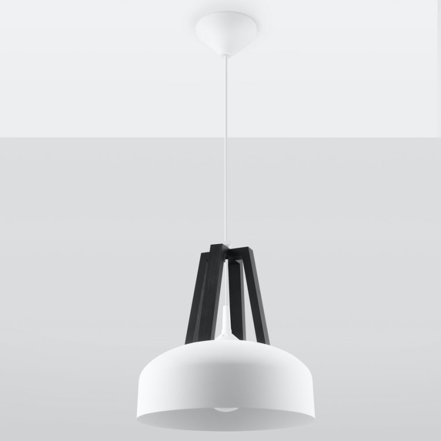 Candeeiro suspenso CASCO 1xE27/60W/230V diâmetro 30 cm Bétula/faia