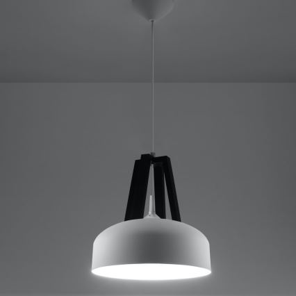Candeeiro suspenso CASCO 1xE27/60W/230V diâmetro 30 cm Bétula/faia