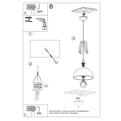 Candeeiro suspenso CASCO 1xE27/60W/230V diâmetro 30 cm Bétula/faia