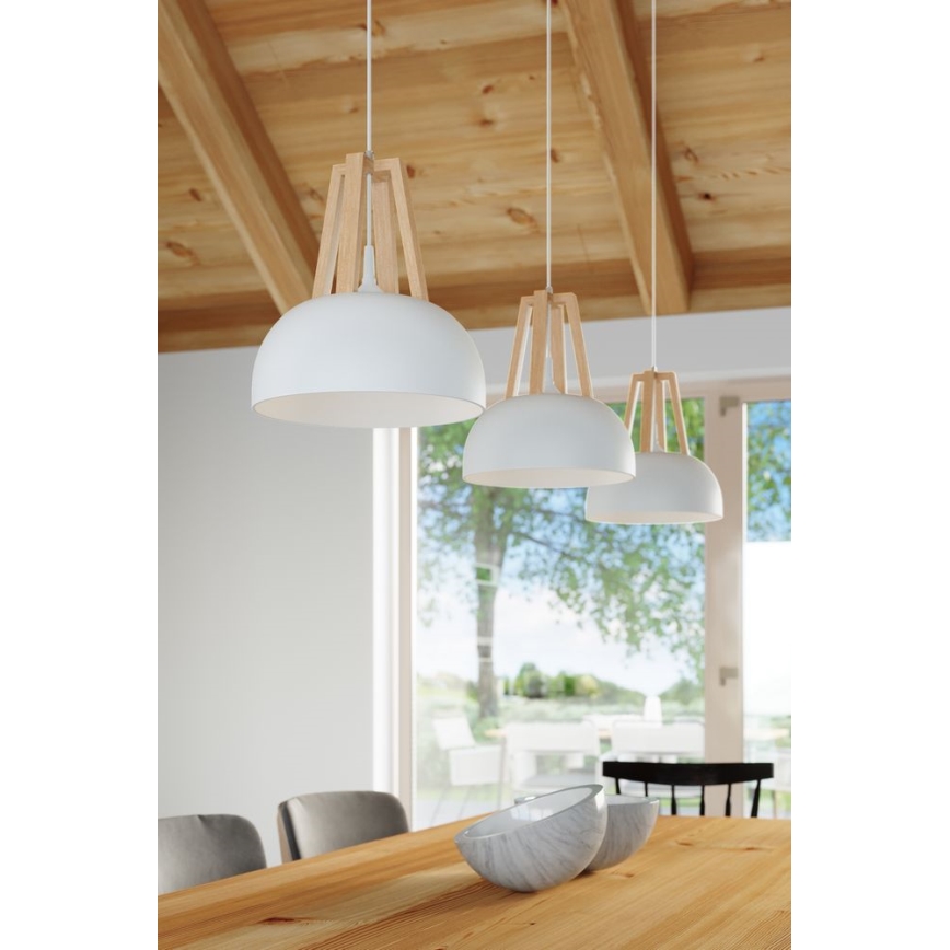 Candeeiro suspenso CASCO 1xE27/60W/230V diâmetro 30 cm Bétula