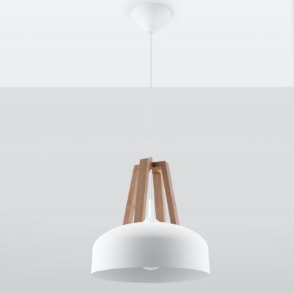 Candeeiro suspenso CASCO 1xE27/60W/230V diâmetro 30 cm Bétula
