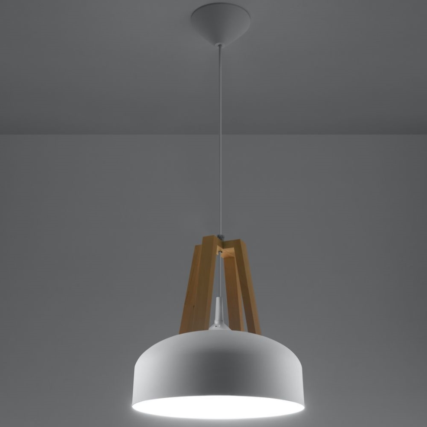 Candeeiro suspenso CASCO 1xE27/60W/230V diâmetro 30 cm Bétula