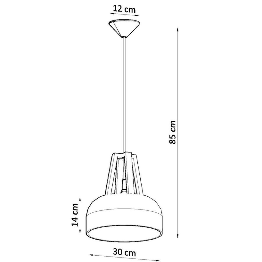 Candeeiro suspenso CASCO 1xE27/60W/230V diâmetro 30 cm Bétula