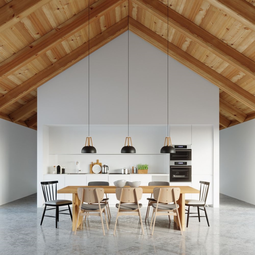 Candeeiro suspenso CASCO 1xE27/60W/230V diâmetro 30 cm Bétula