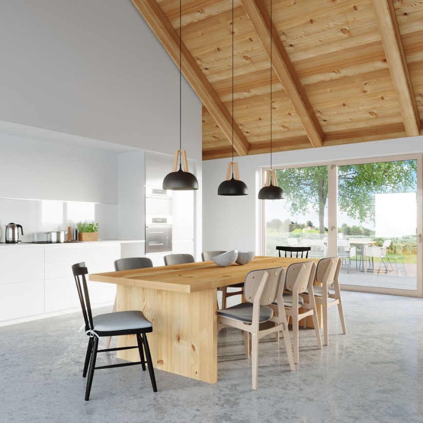 Candeeiro suspenso CASCO 1xE27/60W/230V diâmetro 30 cm Bétula