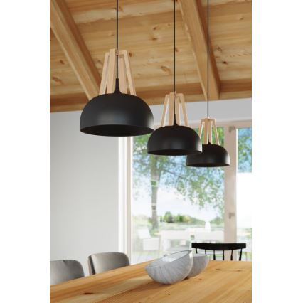 Candeeiro suspenso CASCO 1xE27/60W/230V diâmetro 30 cm Bétula