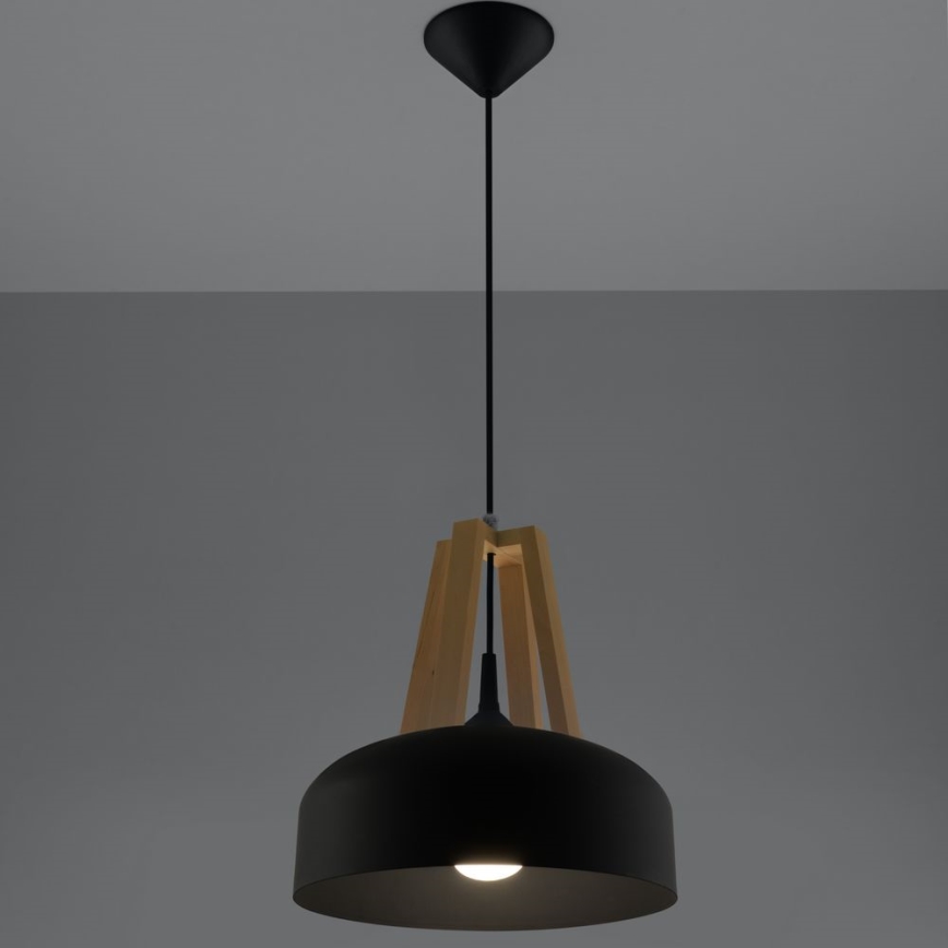 Candeeiro suspenso CASCO 1xE27/60W/230V diâmetro 30 cm Bétula