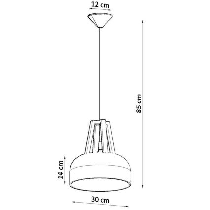 Candeeiro suspenso CASCO 1xE27/60W/230V diâmetro 30 cm Bétula