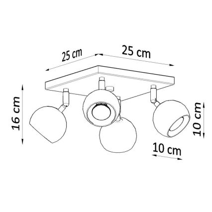 Foco de teto OCULARE 4xGU10/10W/230V