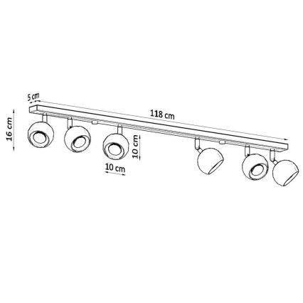 Foco de teto OCULARE 6xGU10/10W/230V