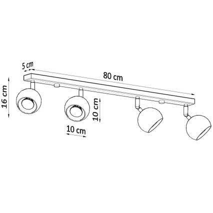 Foco de teto OCULARE 4xGU10/10W/230V