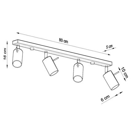 Foco de teto RING 4xGU10/10W/230V