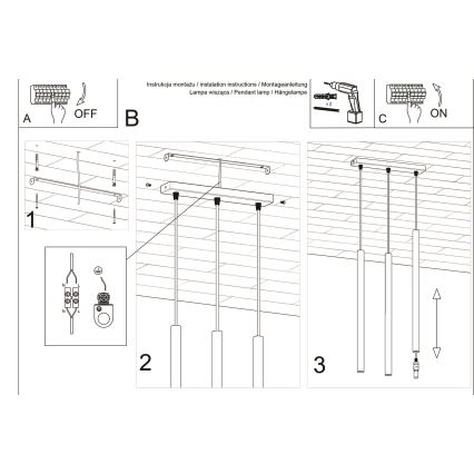 Candelabro suspenso PASTELO 3xG9/8W/230V branco