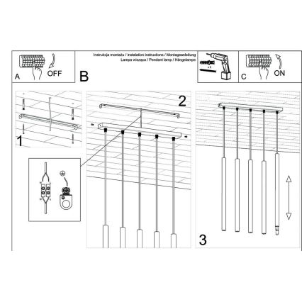 Candelabro suspenso PASTELO 5xG9/8W/230V branco