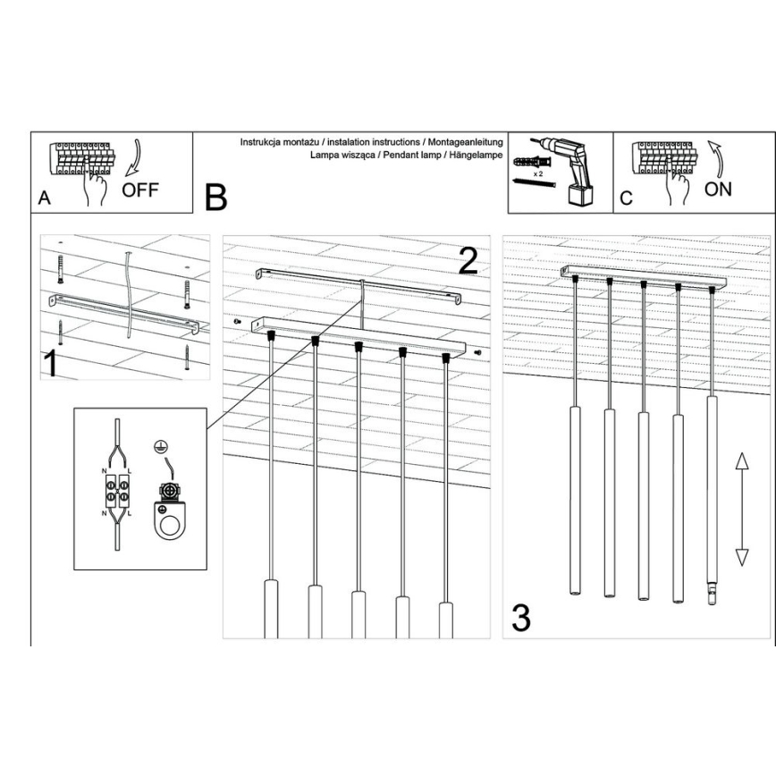Candelabro suspenso PASTELO 5xG9/8W/230V branco