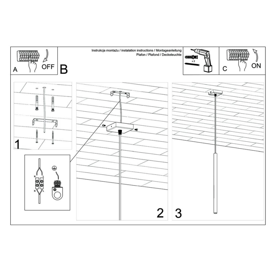 Candelabro suspenso PASTELO 1xG9/8W/230V preto