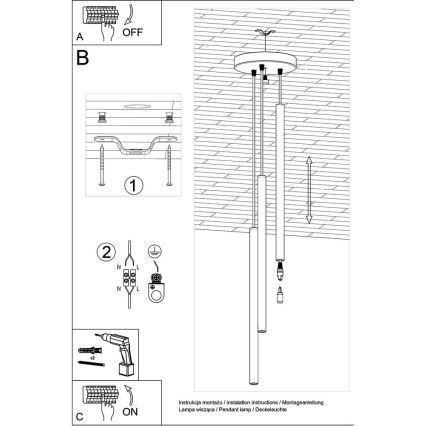 Candelabro suspenso PASTELO 3xG9/8W/230V preto