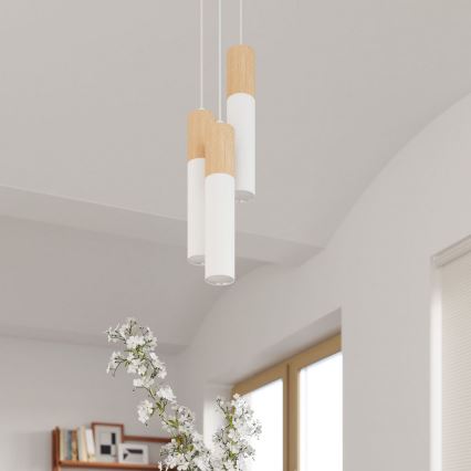 Candelabro suspenso PABLO 2xGU10/40W/230V branco/faia