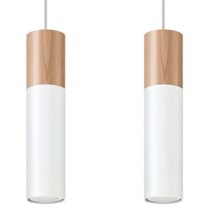 Candelabro suspenso PABLO 2xGU10/40W/230V branco/faia