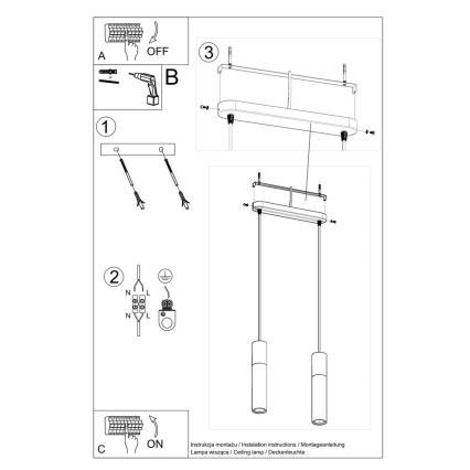 Candelabro suspenso PABLO 2xGU10/40W/230V branco/faia