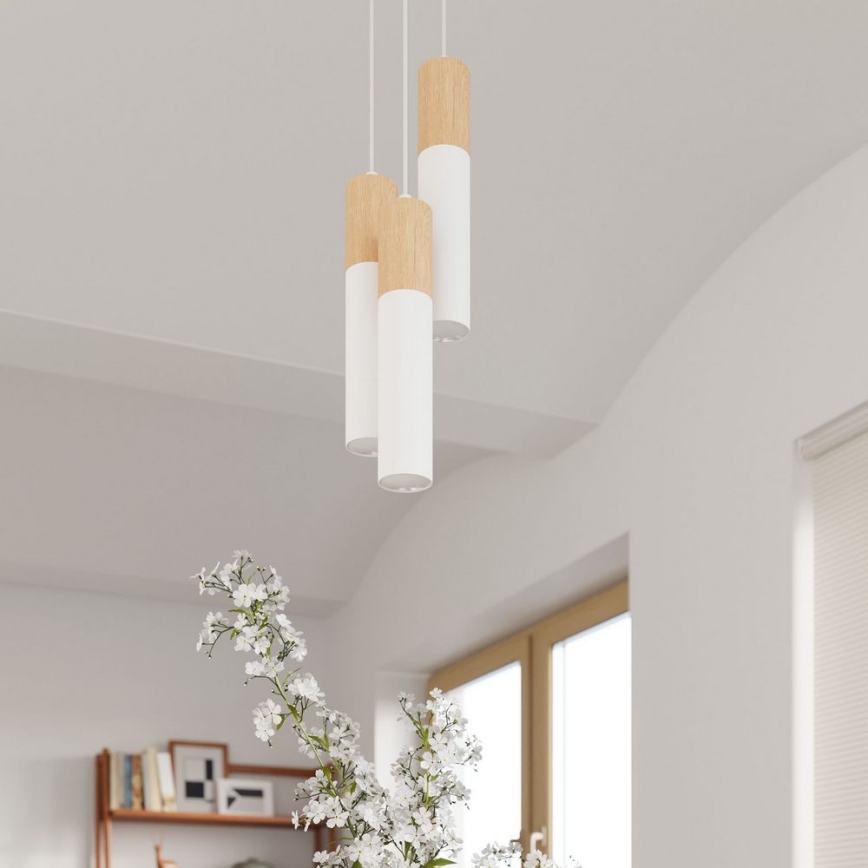 Iluminação de teto PABLO 1xGU10/40W/230V branco/faia