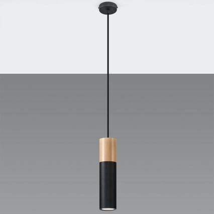 Candelabro suspenso PABLO 1xGU10/40W/230V preto/faia
