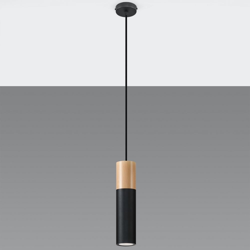 Candelabro suspenso PABLO 1xGU10/40W/230V preto/faia