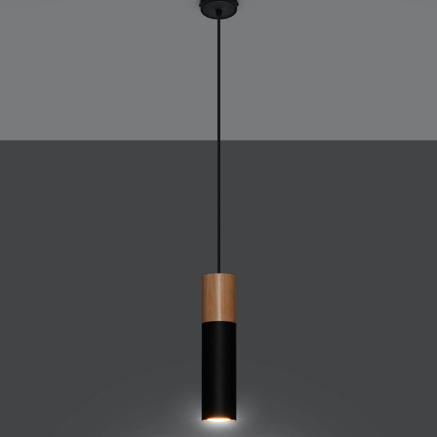 Candelabro suspenso PABLO 1xGU10/40W/230V preto/faia