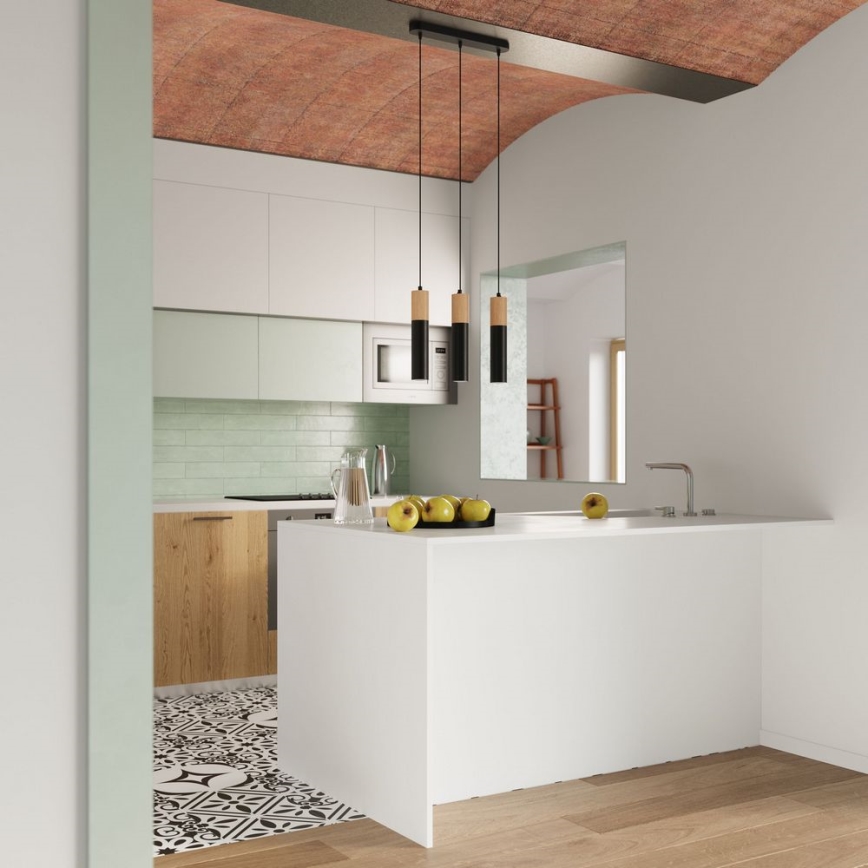 Candelabro suspenso PABLO 2xGU10/40W/230V preto/faia
