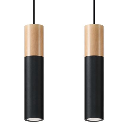 Candelabro suspenso PABLO 2xGU10/40W/230V preto/faia