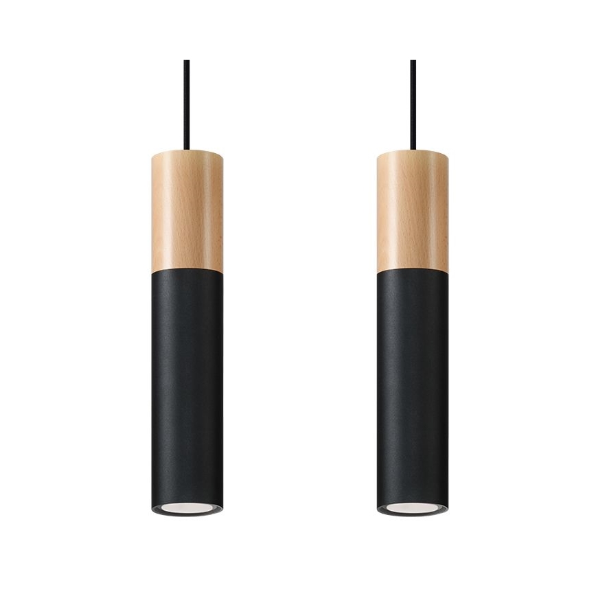 Candelabro suspenso PABLO 2xGU10/40W/230V preto/faia