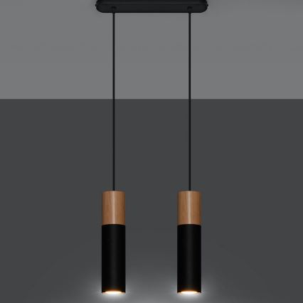 Candelabro suspenso PABLO 2xGU10/40W/230V preto/faia