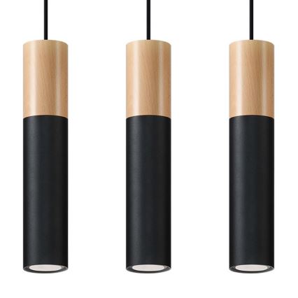 Candelabro suspenso PABLO 3xGU10/40W/230V preto/faia