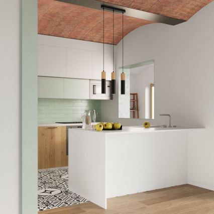 Iluminação de teto PABLO 1xGU10/40W/230V preto/faia