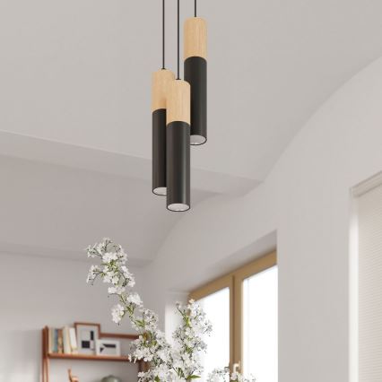 Iluminação de teto PABLO 1xGU10/40W/230V preto/faia