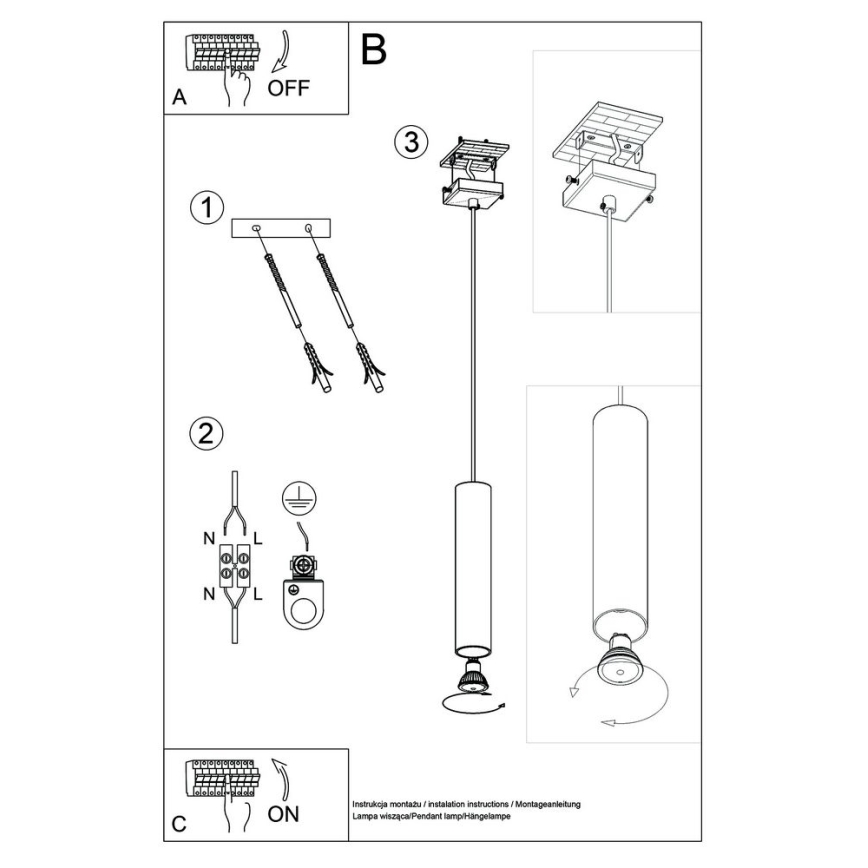 Candelabro suspenso LINO 1xGU10/40W/230V faia