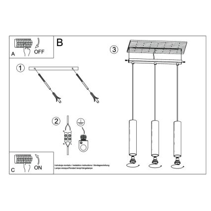 Candelabro suspenso LINO 3xGU10/40W/230V faia