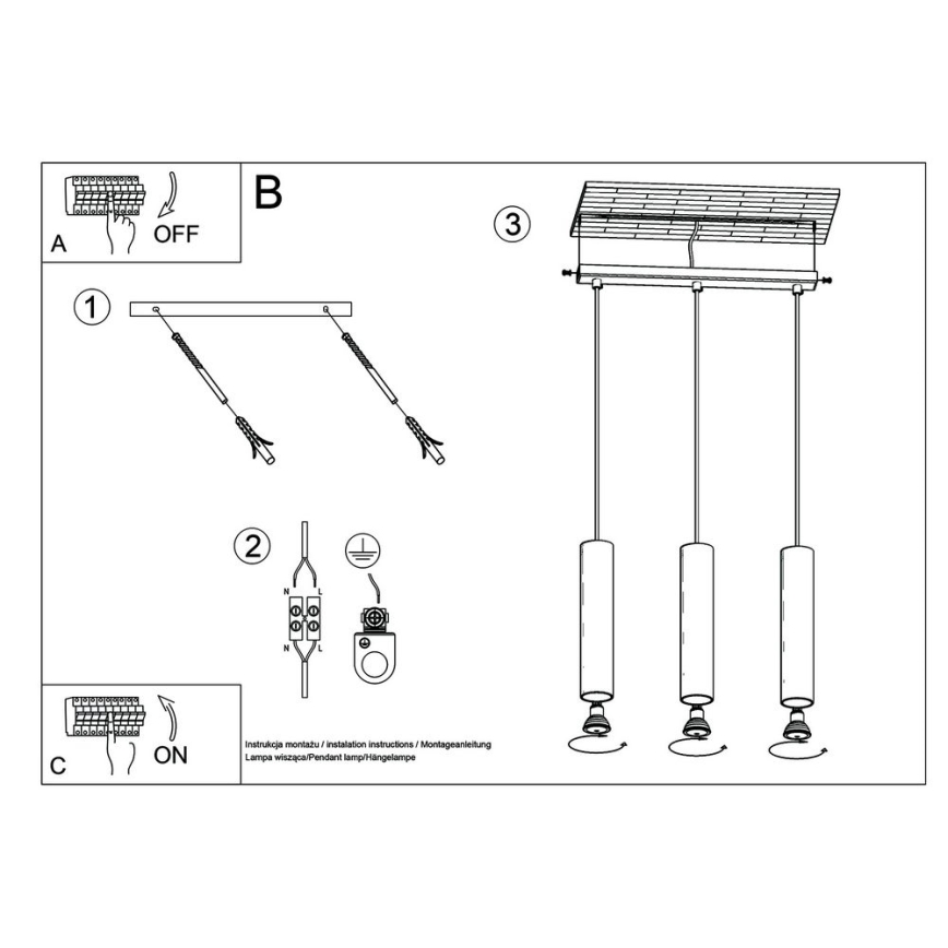Candelabro suspenso LINO 3xGU10/40W/230V faia