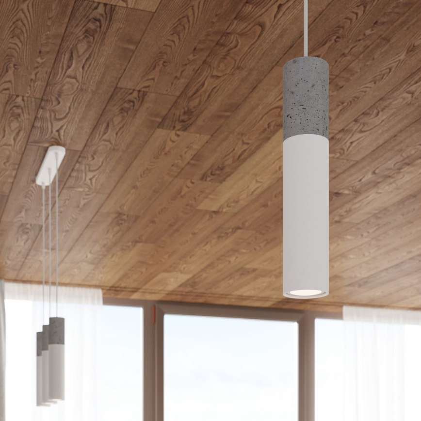 Candelabro suspenso BORGIO 1xGU10/40W/230V betão/metal branco