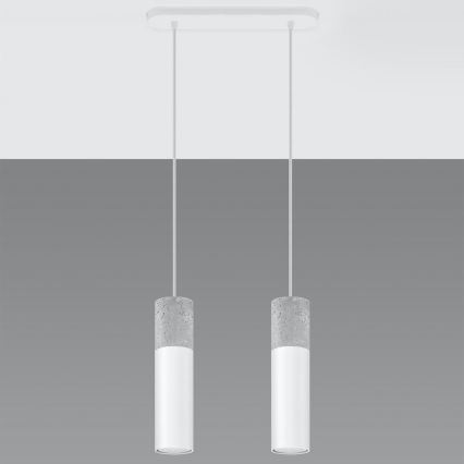 Candelabro suspenso BORGIO 2xGU10/40W/230V betão/metal branco